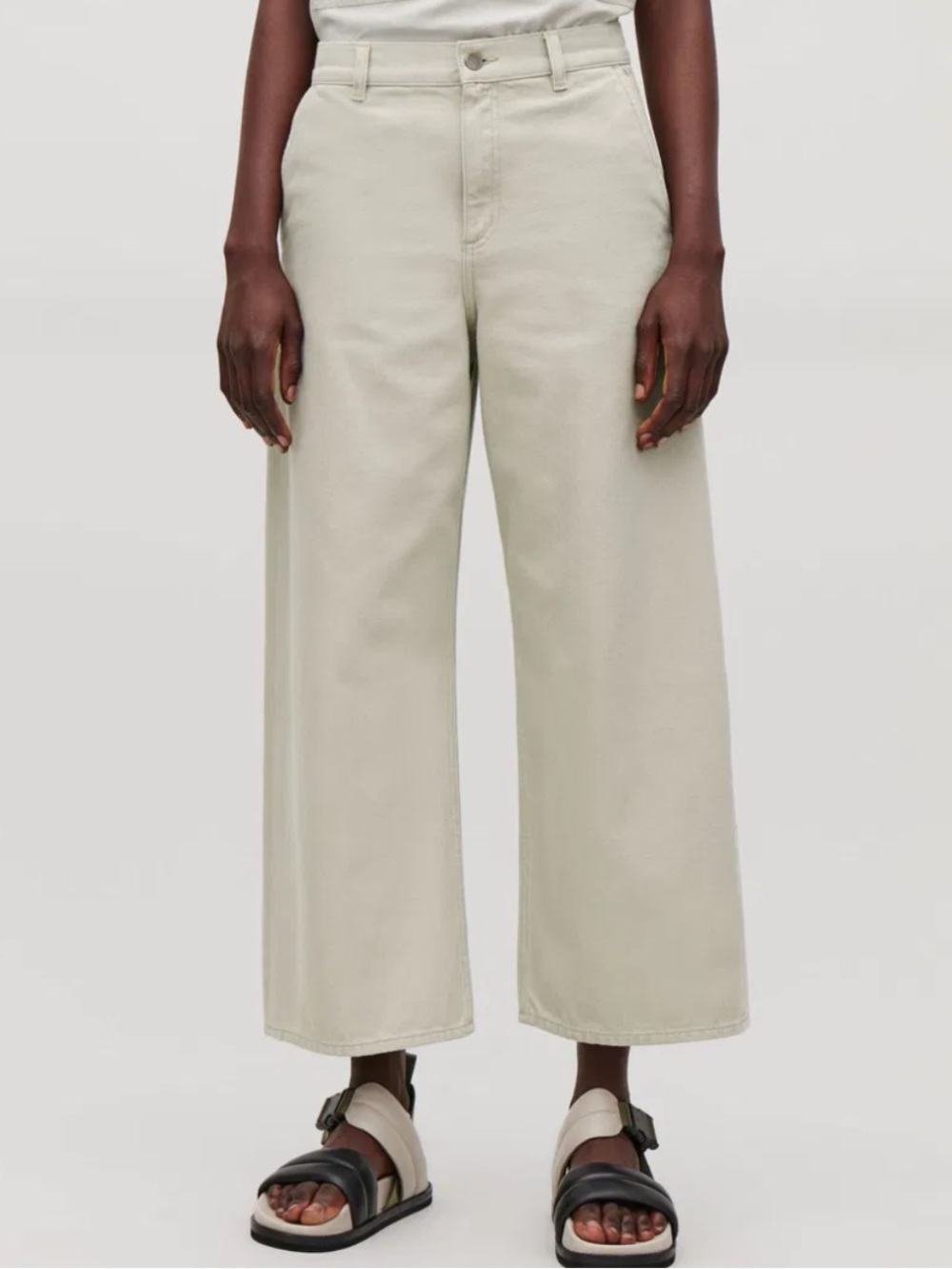 COS barrel leg wide jeans cropped cream